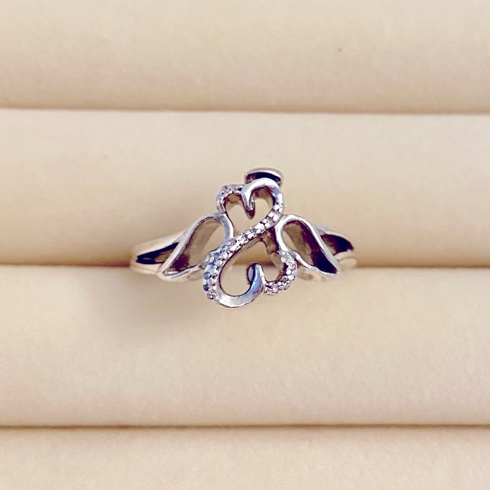 KAY Open Hearts Angel Diamond Ring, Sterling Silver, Size 7